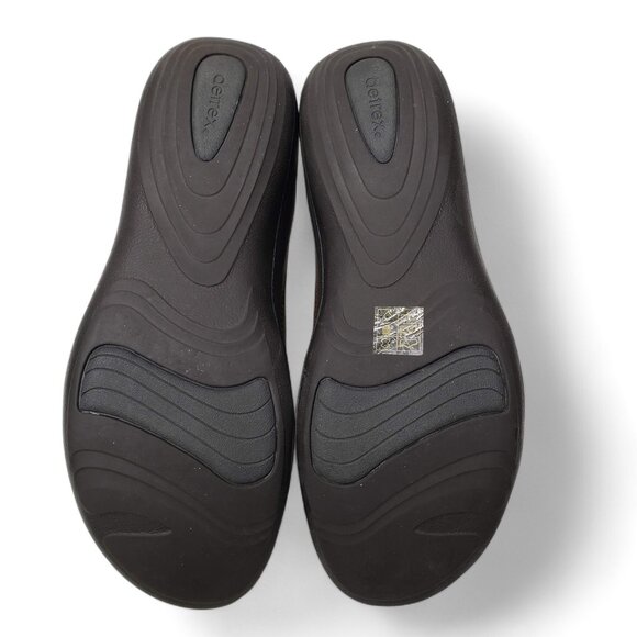 Aetrex Karina Leather Loafers Women's Monk Strap Engraved Button Brown Shoe 7 - Picture 9 of 11